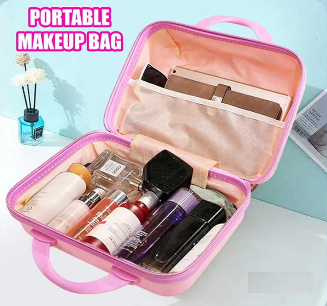 CuddleNest Travel Vanity Case for Women – Durable Hardshell Cosmetic Bag with Lock, Strap & Zipper