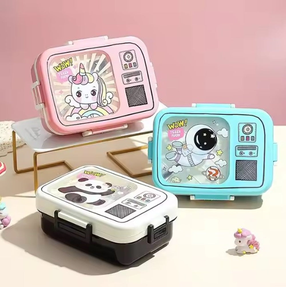 CuddleNest Pink Unicorn Bento Lunch Box for Kids – Airtight, Leakproof, Includes Spoon & Sauce Container