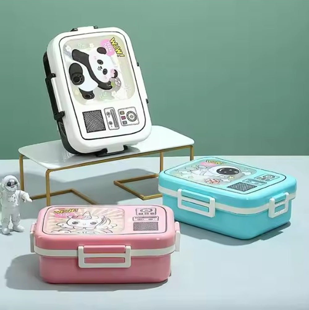 CuddleNest Blue Astronaut Bento Lunch Box for Kids – Airtight, Leakproof, Includes Spoon & Sauce Container