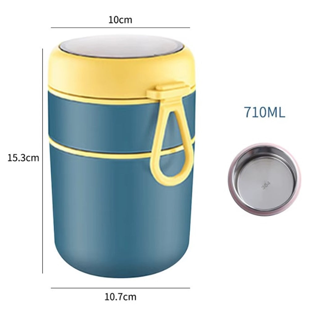 CuddleNest Insulated Stainless Steel Soup Cup Lunch Box | Leakproof 2 Compartment Food Jar with Spoon