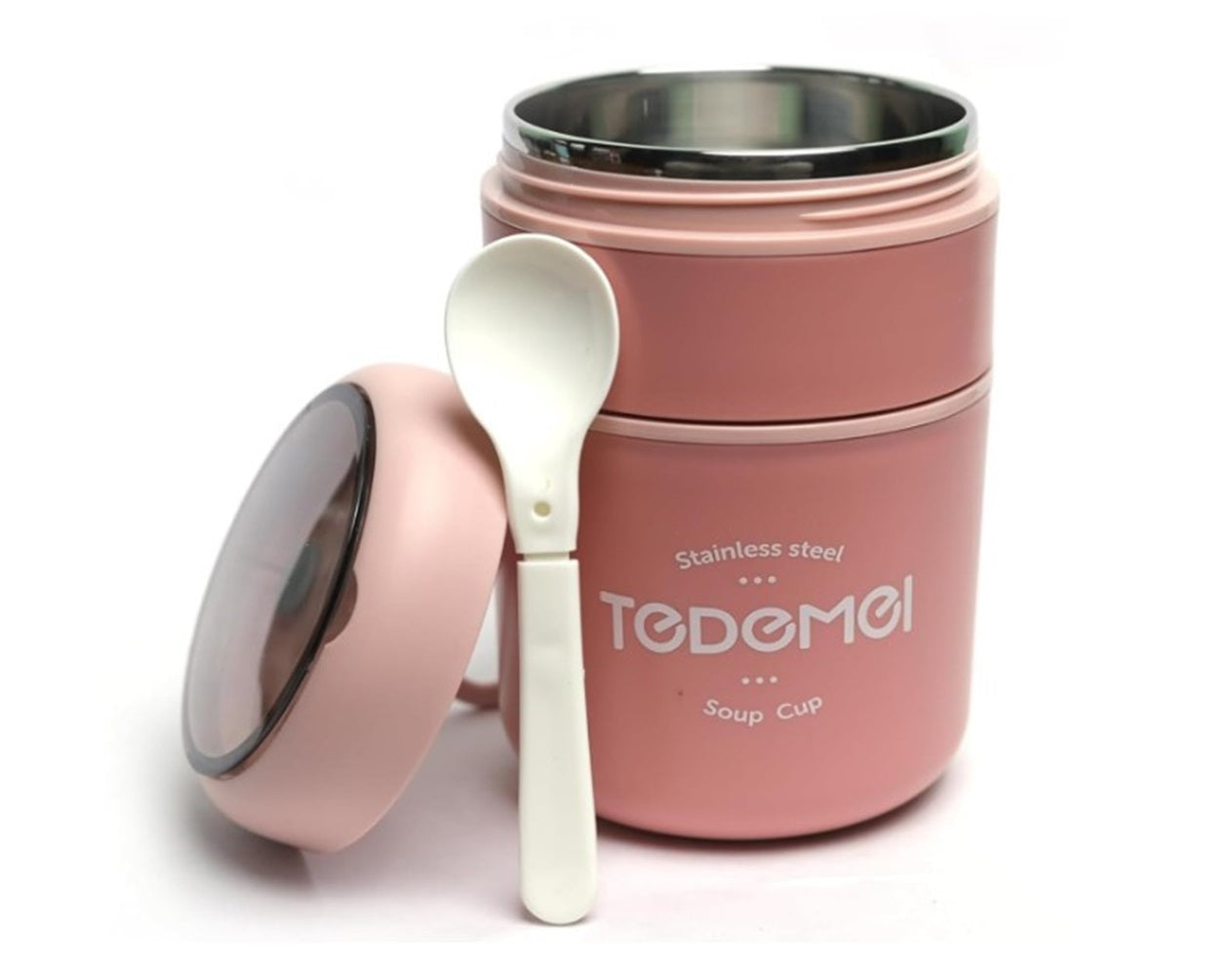 CuddleNest Insulated Stainless Steel Soup Cup Lunch Box | Leakproof 2 Compartment Food Jar with Spoon
