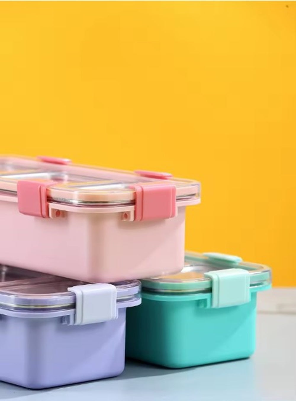 CuddleNest Premium 3-Compartment Stainless Steel Snack Box | Leak-Proof & BPA-Free Solid Food Container