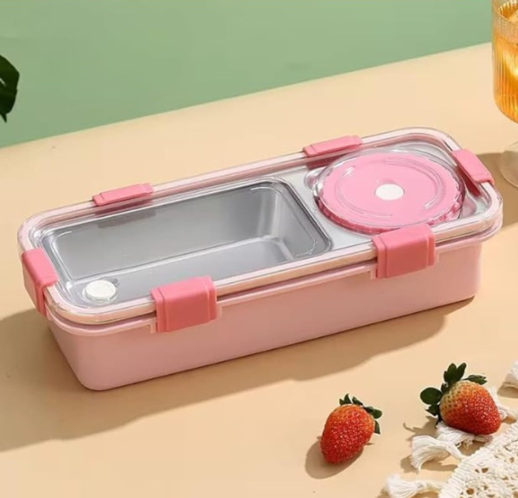 CuddleNest Bento-Style Stainless Steel Lunch Box | Leak-Proof Lid