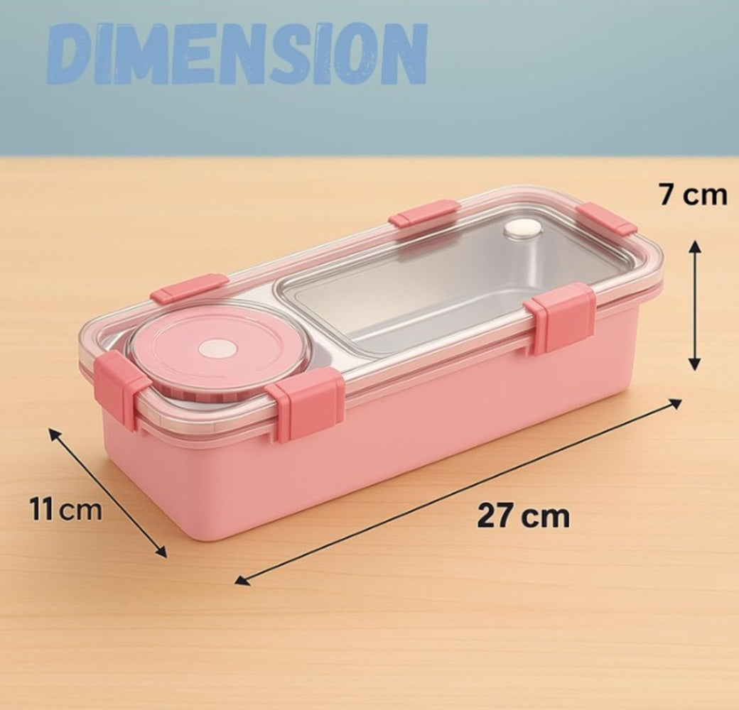 CuddleNest Bento-Style Stainless Steel Lunch Box | Leak-Proof Lid