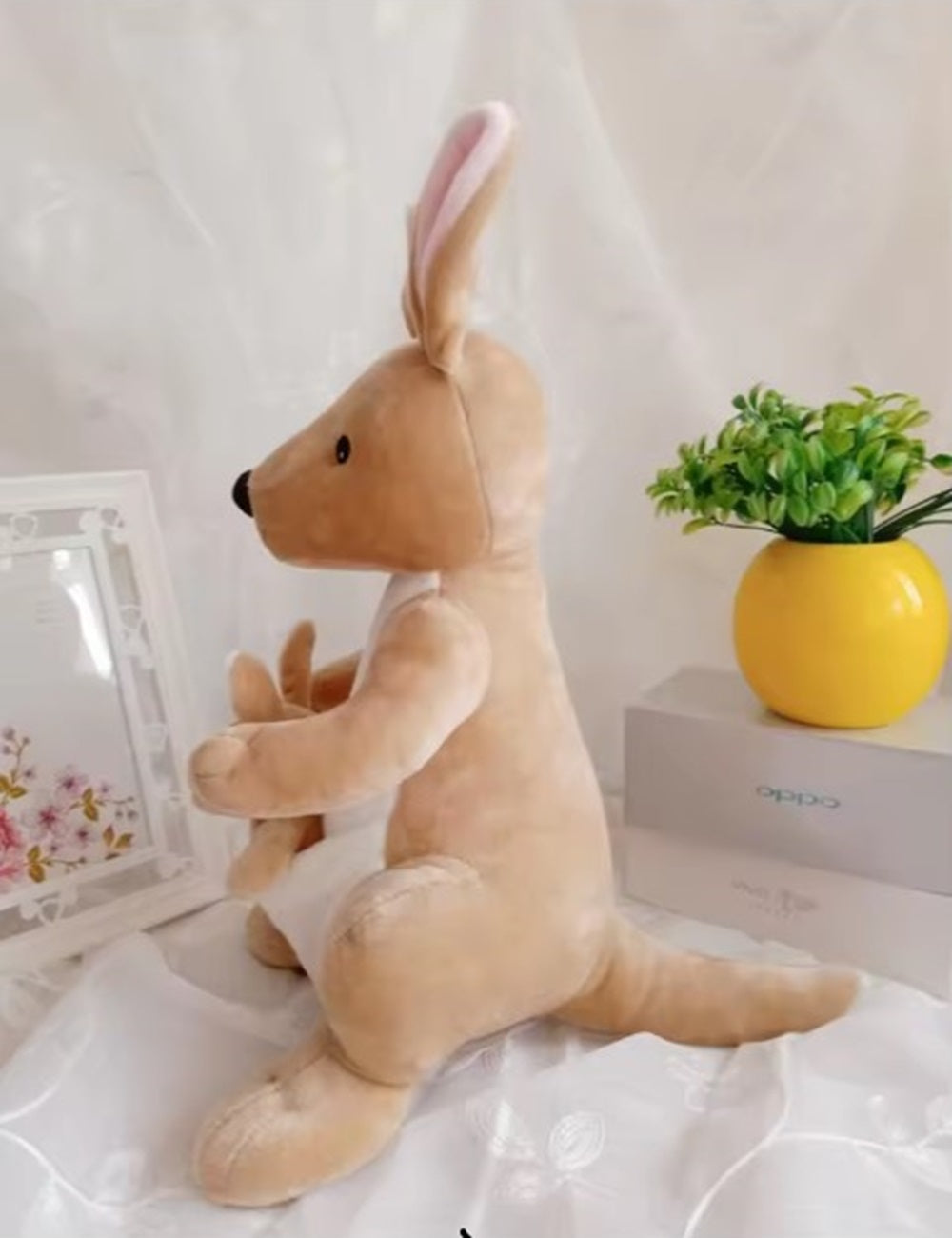 CuddleNest Kangaroo Soft Toy with Baby Joey Pouch – Ultra Soft & Cuddly Plush Animal for Kids