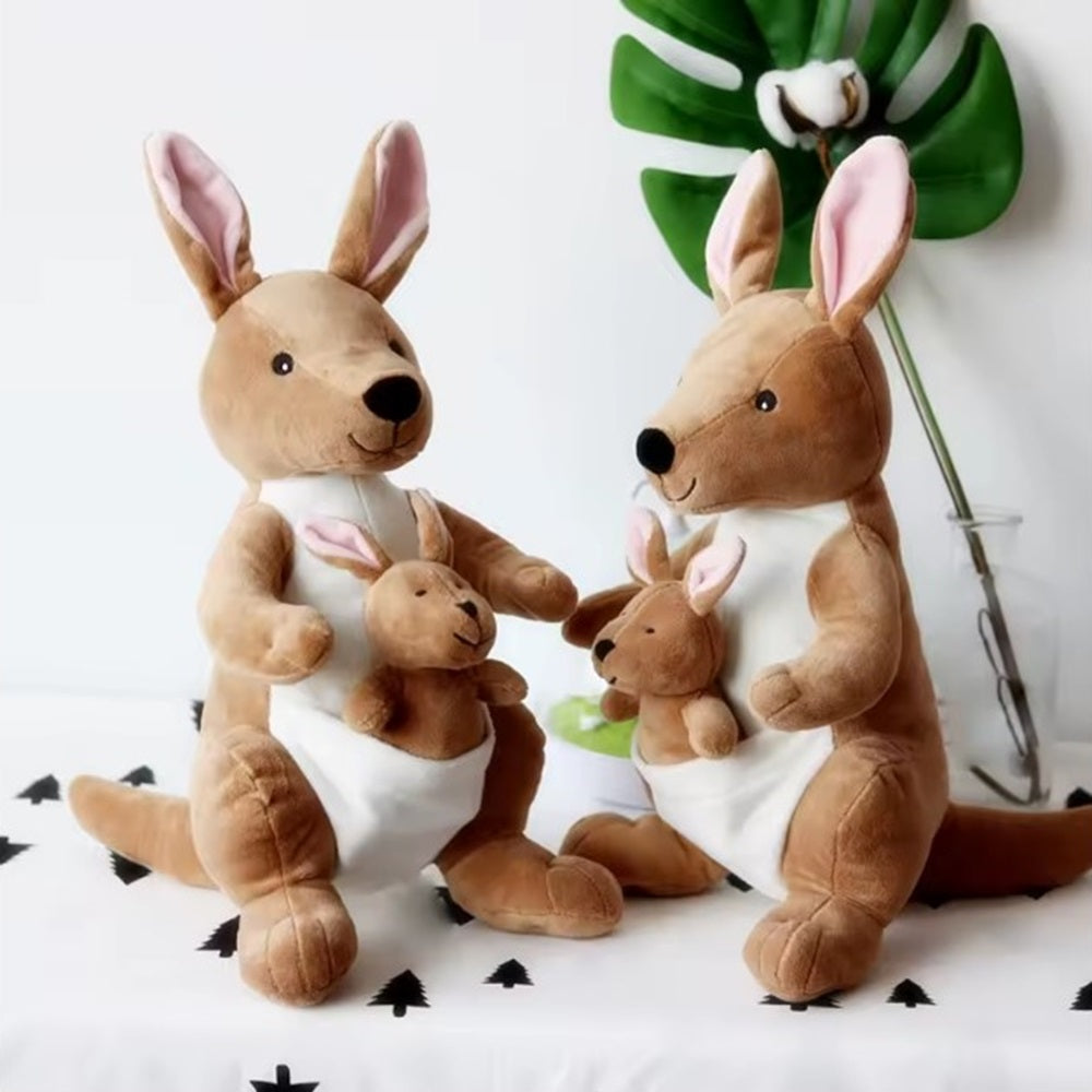 CuddleNest Kangaroo Soft Toy with Baby Joey Pouch – Ultra Soft & Cuddly Plush Animal for Kids