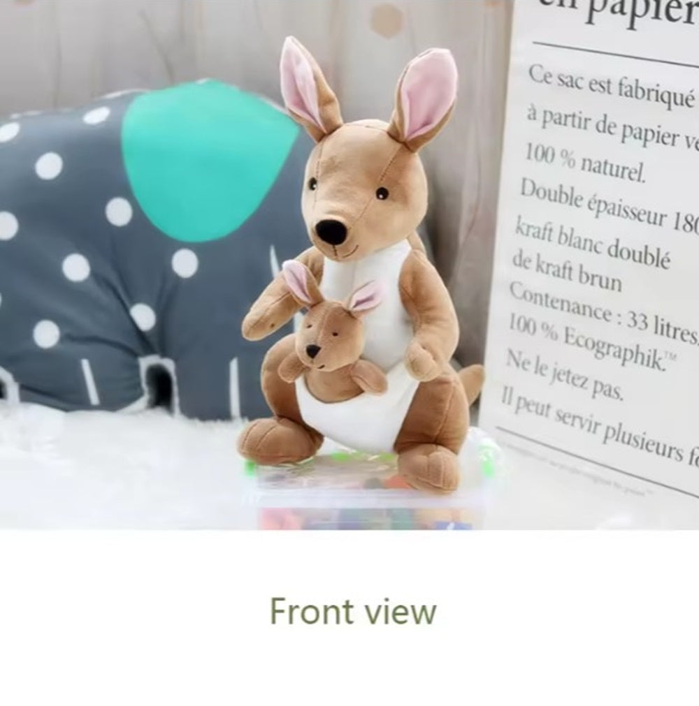 CuddleNest Kangaroo Soft Toy with Baby Joey Pouch – Ultra Soft & Cuddly Plush Animal for Kids
