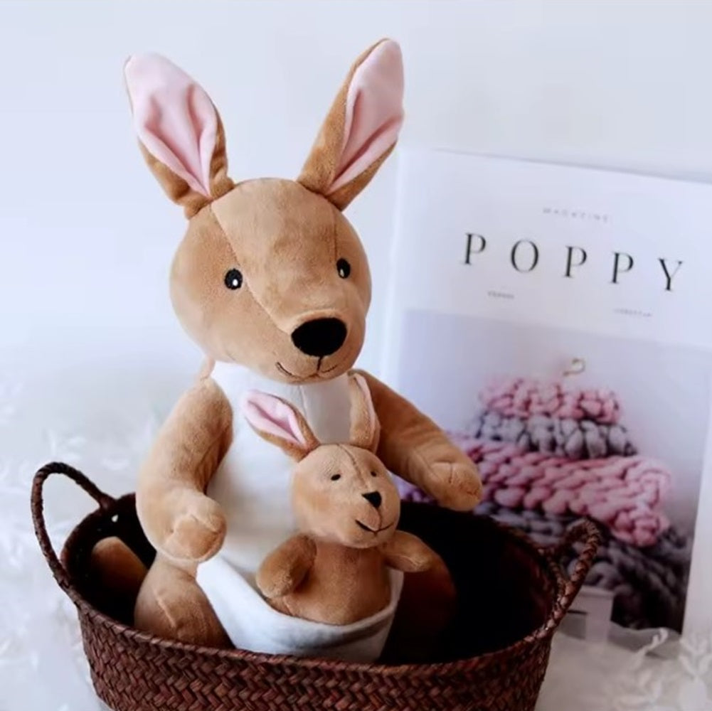 CuddleNest Kangaroo Soft Toy with Baby Joey Pouch – Ultra Soft & Cuddly Plush Animal for Kids