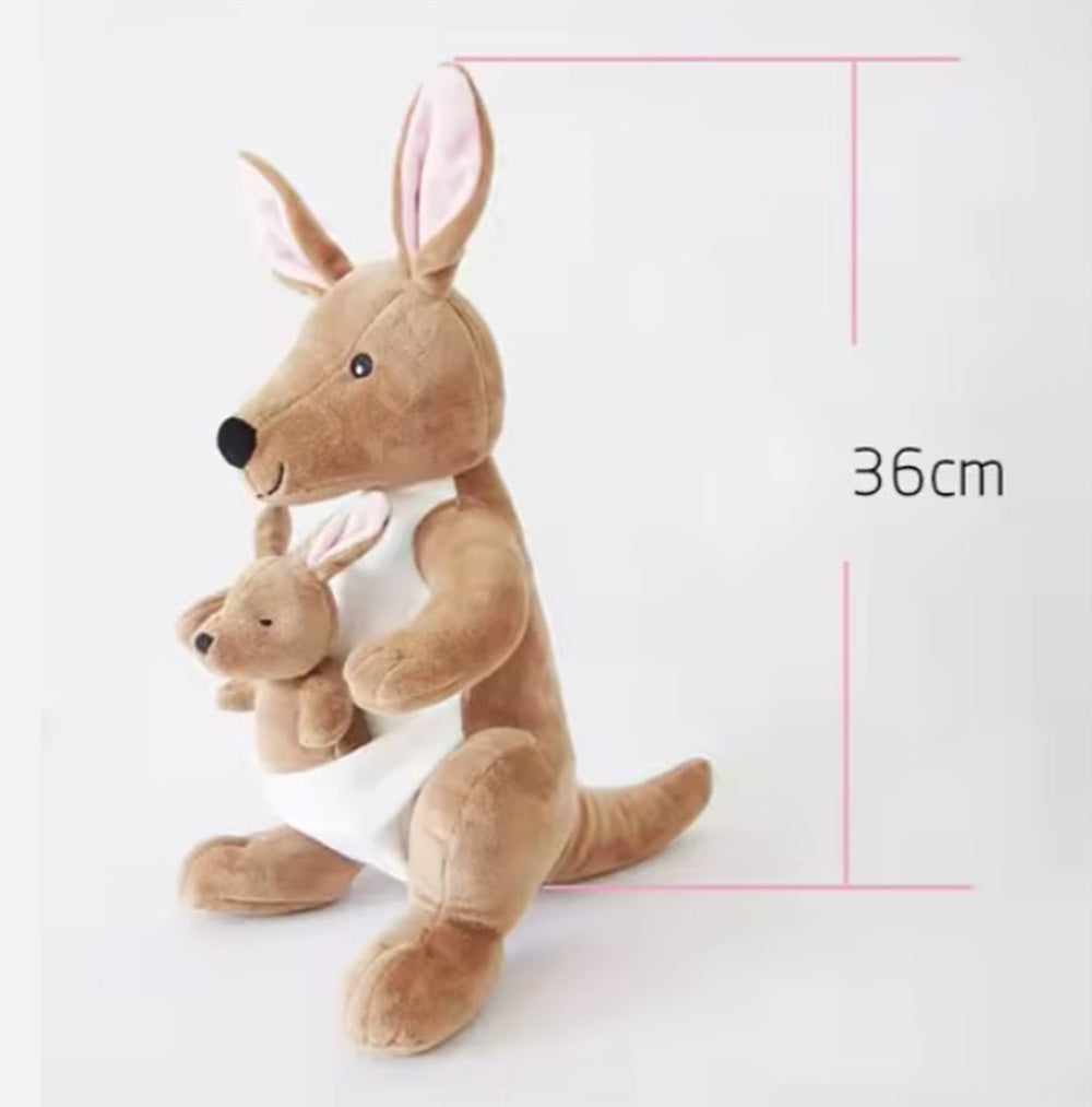 CuddleNest Kangaroo Soft Toy with Baby Joey Pouch – Ultra Soft & Cuddly Plush Animal for Kids