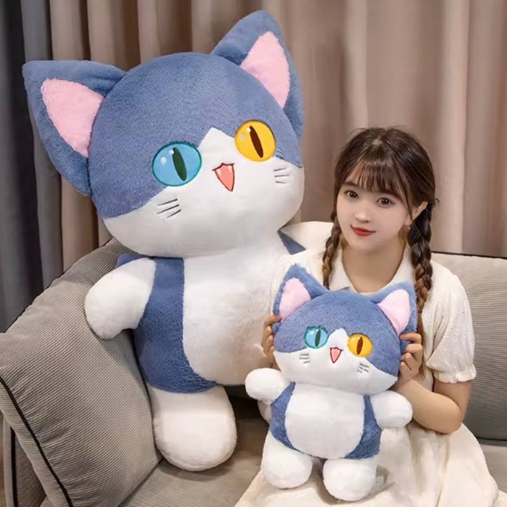 CuddleNest Adorable Cat Plush Toy with Unique Dual-Coloured Eyes