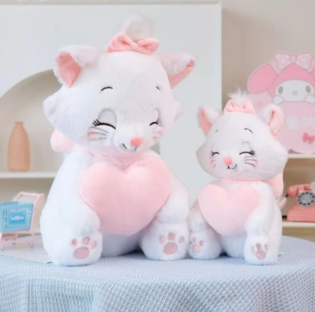 CuddleNest Merry Cat Soft Toy – Cute White Kitty Plush with Pink Heart & Bow