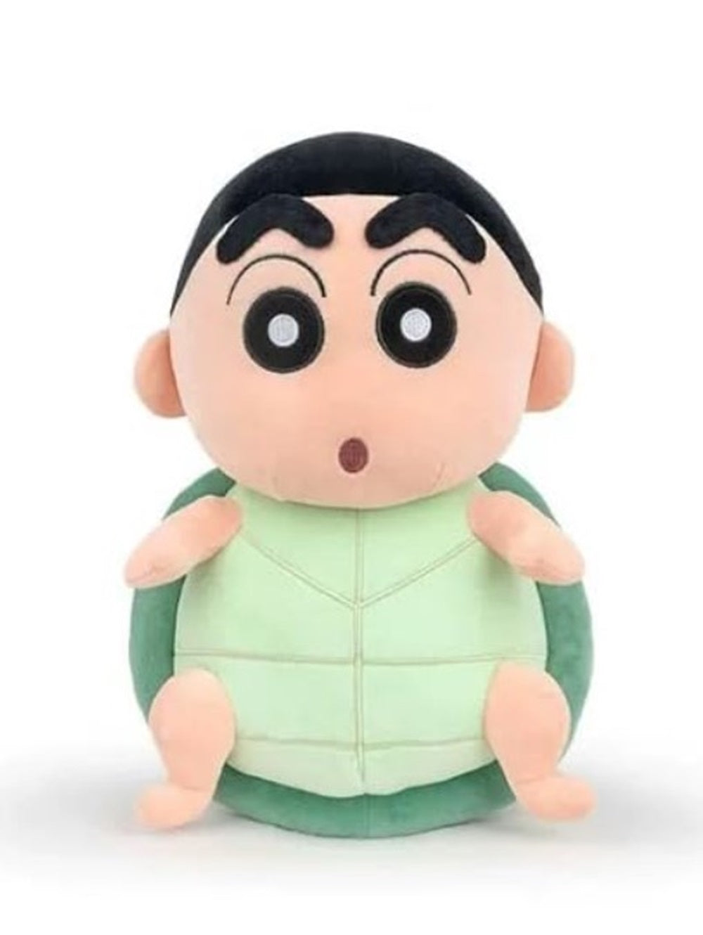 CuddleNest Cute Anime Character Plush Toy | Shin chan Inspired Soft Doll with Green Shell Design