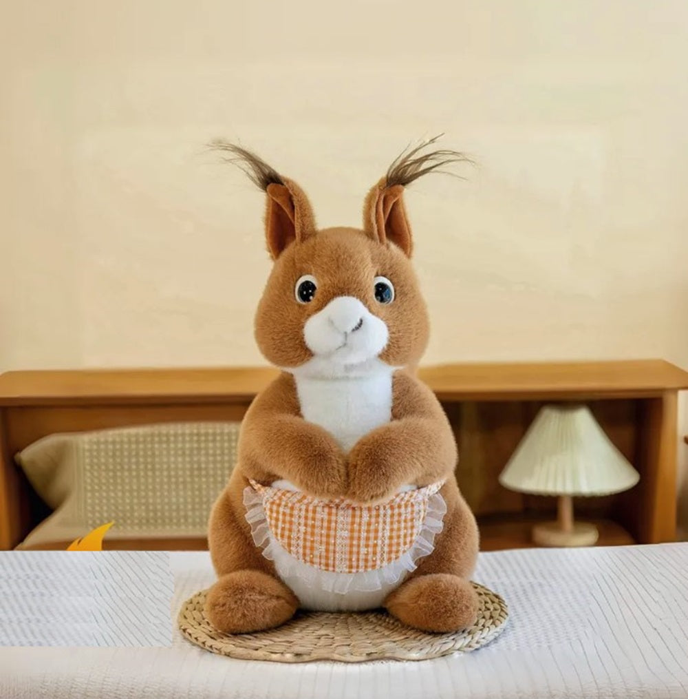 CuddleNest Squirrel Stuffed Animal Soft Toy | Brown Plush Toy with Apron & Tufted Ears