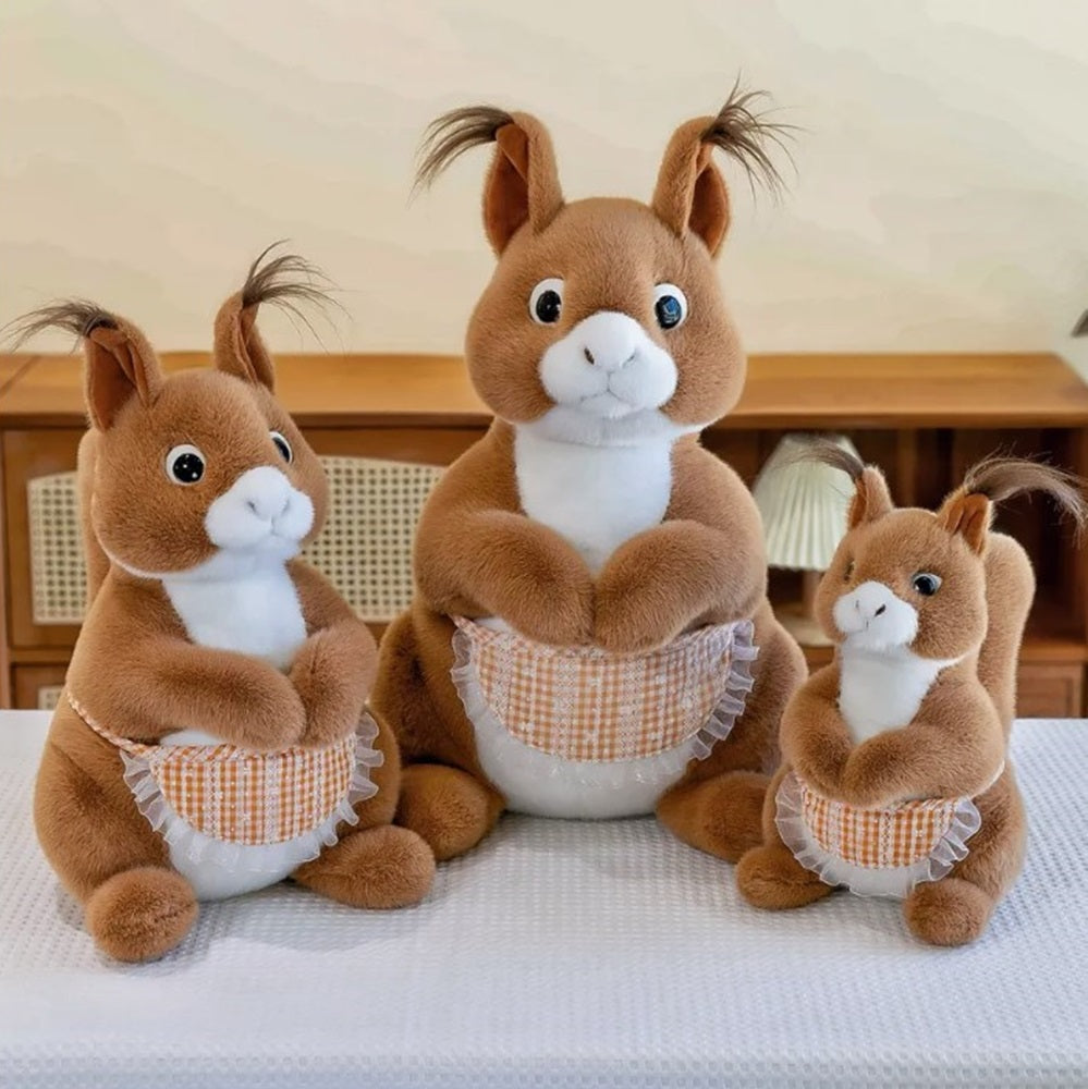 CuddleNest Squirrel Stuffed Animal Soft Toy | Brown Plush Toy with Apron & Tufted Ears