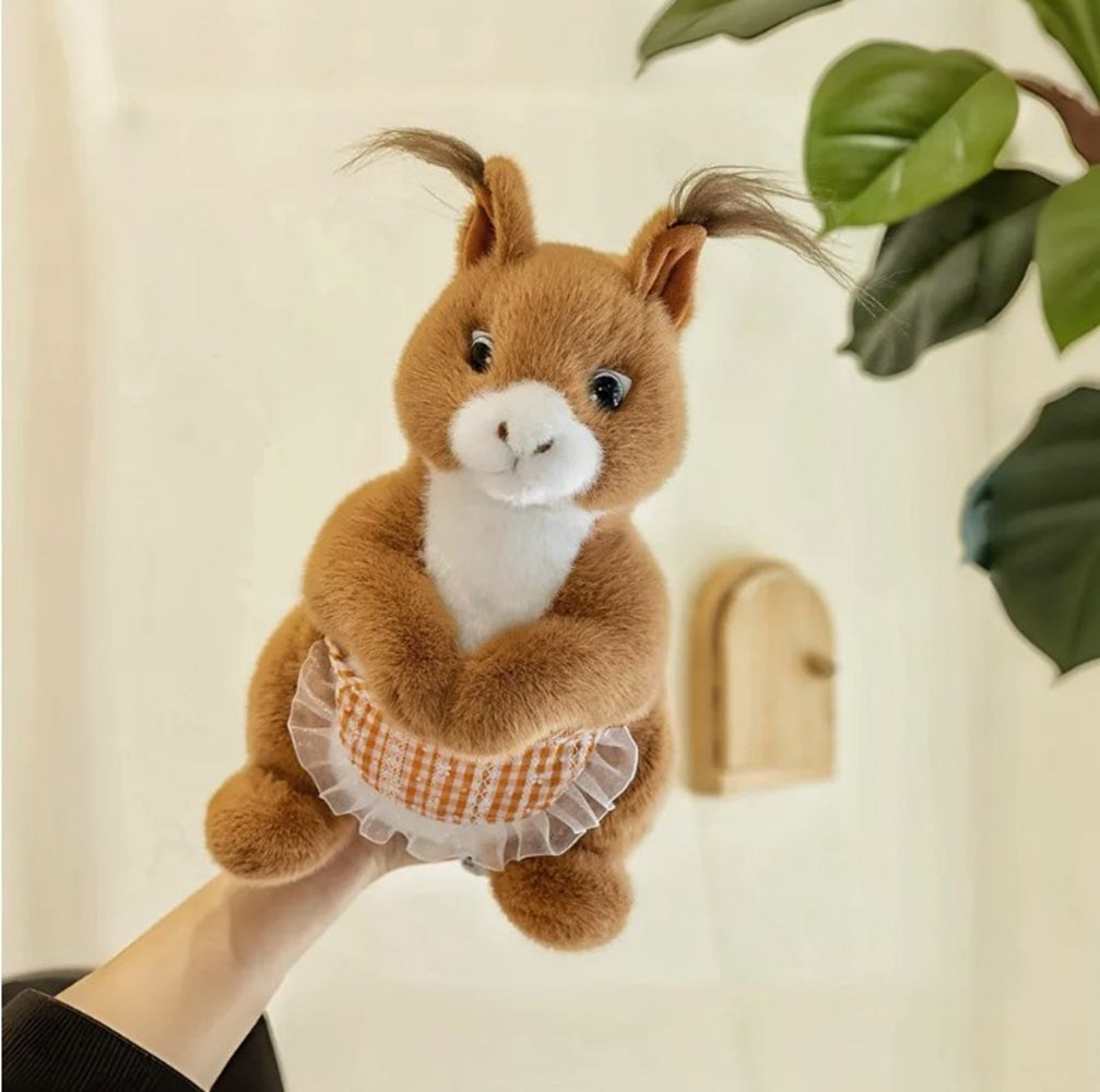 CuddleNest Squirrel Stuffed Animal Soft Toy | Brown Plush Toy with Apron & Tufted Ears