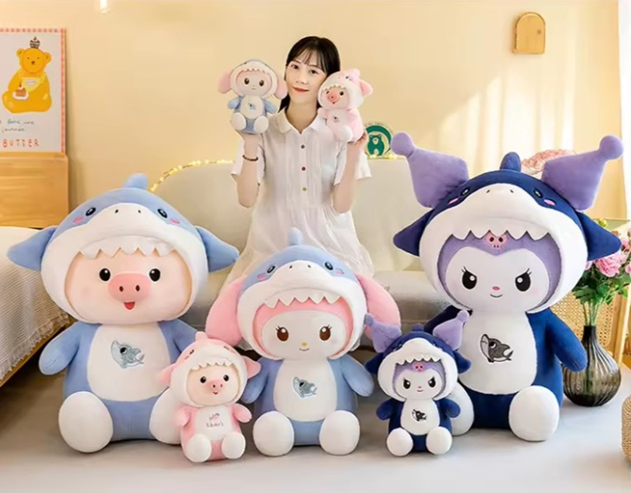 Cuddle Nest Kawaii Shark Bunny Plush Toy – Stuffed Animal Doll for Cuddles