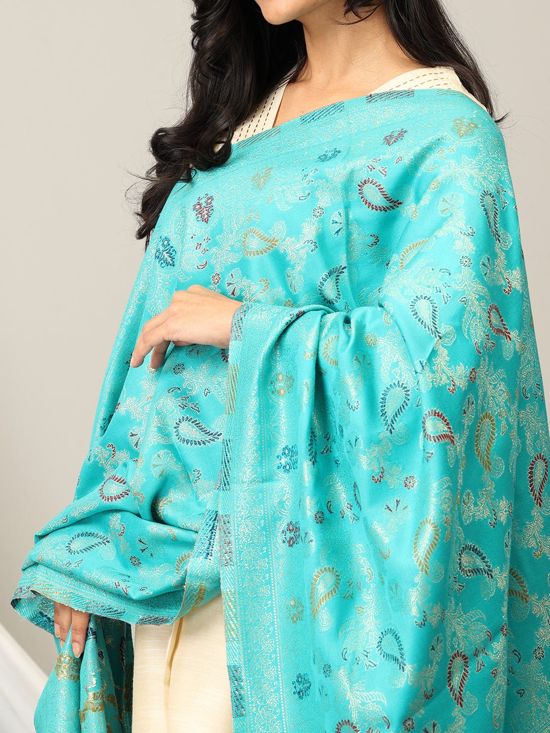 Seafoam Snuggle Acrylic Woolen Stole - WNTSTL - SEFMSN