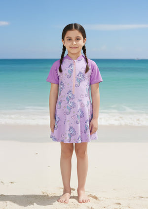Seahorse Serenade Girls Swimsuit - 2 - 4 Years Kids Swimwear