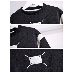 Self Patterned Black Patch Casual Stripes 2Pcs Track Suit Set For Kids & Tweens - 5 - 6 Years Kids Clothing