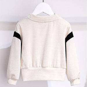 Self Patterned White Patch Casual Stripes 2Pcs Track Suit Set For Kids & Tweens - 5 - 6 Years Kids Clothing