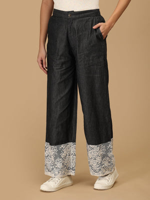 Black Serenoir Denim Women's Culotte Trousers - Women's Bottoms