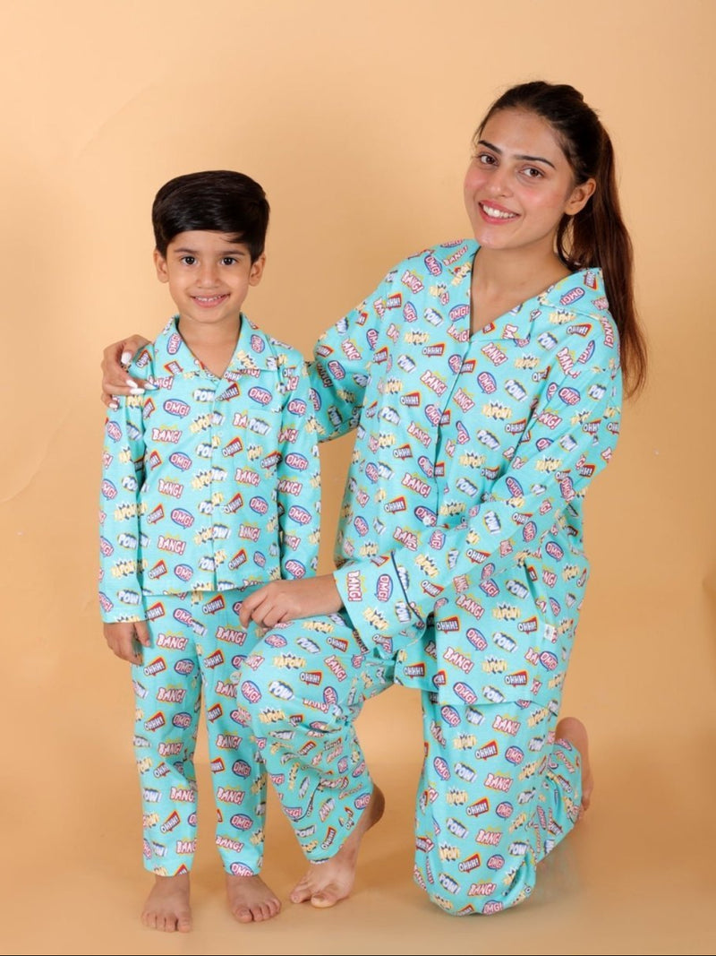 Set Of 2: Mighty Fighter Matching Pajama Set For Mom And Baby