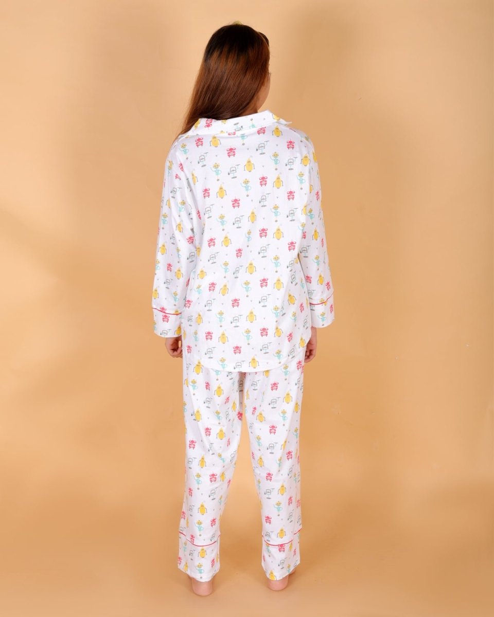 The Mom Store - Twinning Combo - Set Of 2: Robo Club Matching Pajama Set For Mom And Baby - TWN2 - ROBCB