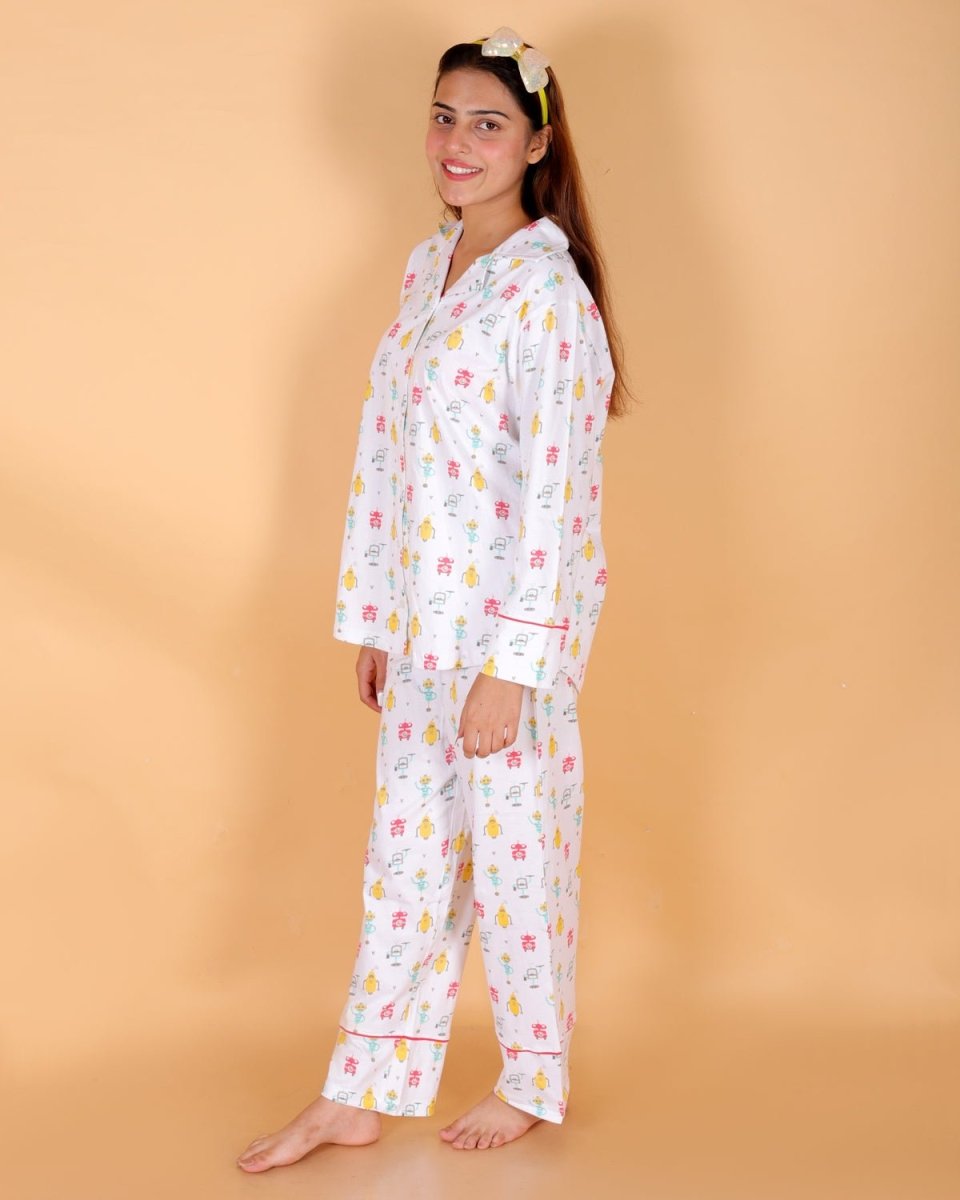 The Mom Store - Twinning Combo - Set Of 2: Robo Club Matching Pajama Set For Mom And Baby - TWN2 - ROBCB