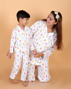 Set Of 2: Robo Club Matching Pajama Set For Mom And Baby - TWN2-ROBCB