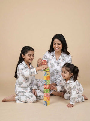 Set Of 3: Baby Koala Matching Pajama Set for Mom and Baby - Twinning Combo