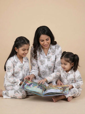 Set Of 3: Baby Koala Matching Pajama Set for Mom and Baby - Twinning Combo