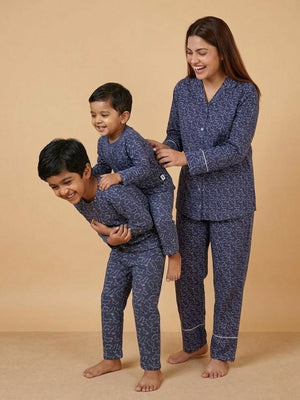 Set Of 3: Dinos Rule Matching Pajama Set For Mom And Baby - Twinning Combo