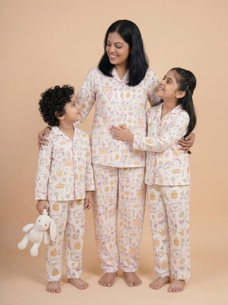 Fairy Princess Matching Pajama Set For Mom And Baby- Combo of 3