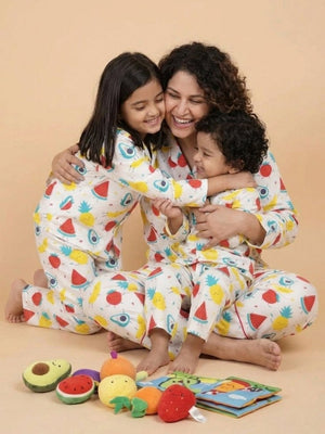 Set Of 3: Fruity Cutie Matching Pajama Set for Mom and Baby - Twinning Combo