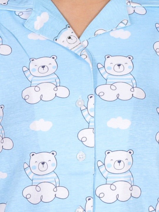 The Mom Store - Twinning Combo - Set Of 3: Hello Bear Matching Pajama Set for Mom and Baby - TWPJ - 3 - HLBR