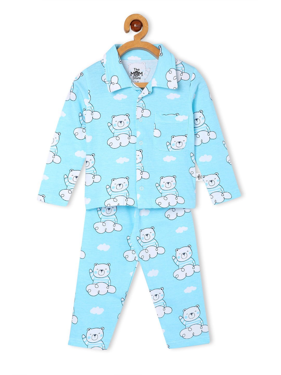 The Mom Store - Twinning Combo - Set Of 3: Hello Bear Matching Pajama Set for Mom and Baby - TWPJ - 3 - HLBR