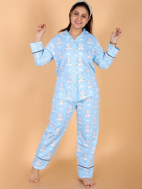 The Mom Store - Twinning Combo - Set Of 3: Hello Bear Matching Pajama Set for Mom and Baby - TWPJ - 3 - HLBR