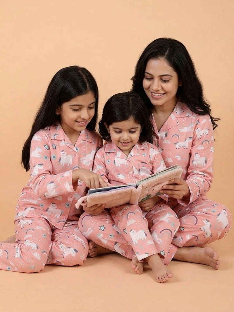 Magical Unicorn Matching Pajama Set for Mom and Baby-Combo of 3
