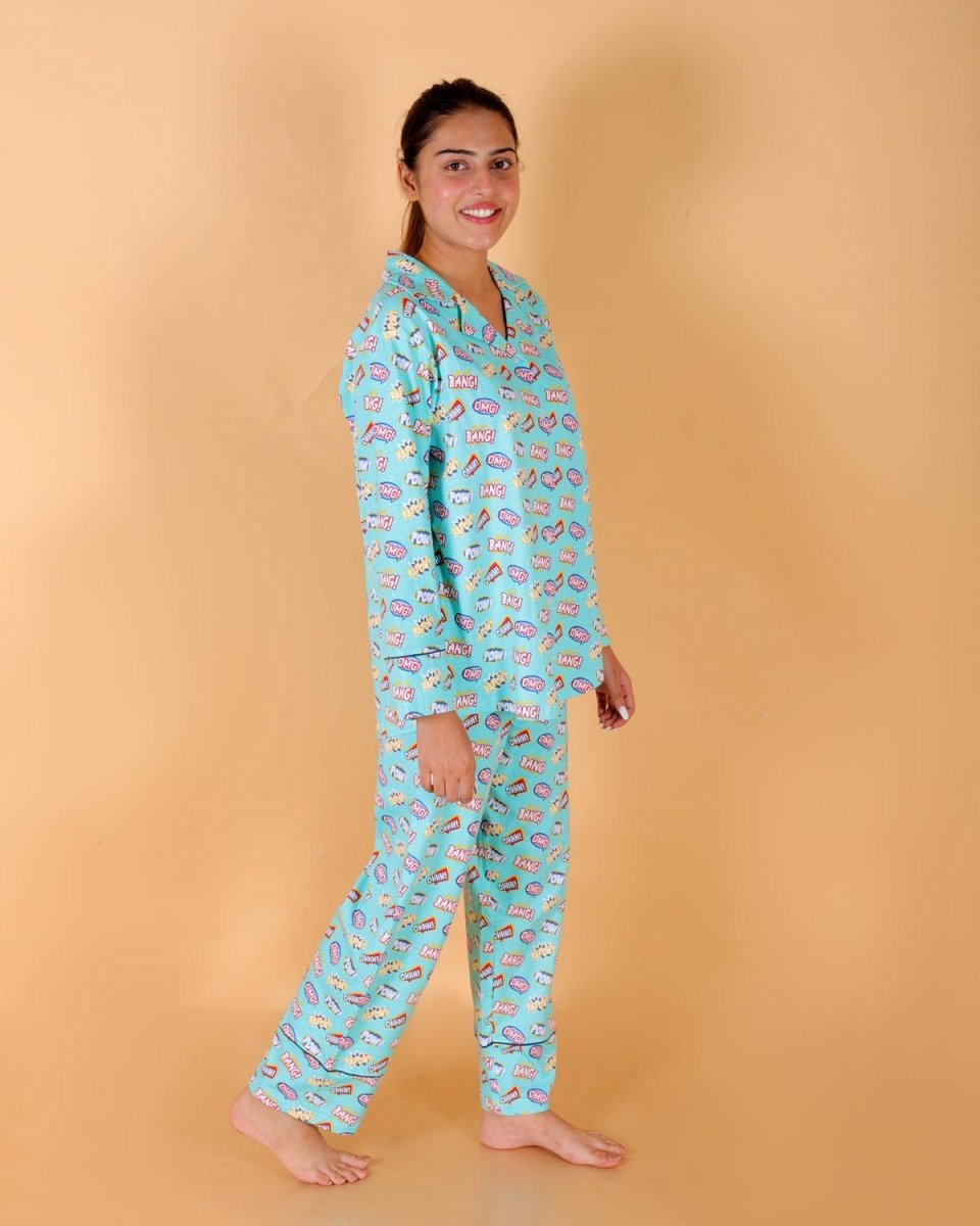 The Mom Store - Twinning Combo - Set Of 3: Mighty Fighter Matching Pajama Set For Mom And Baby - TWN3 - MTFGT