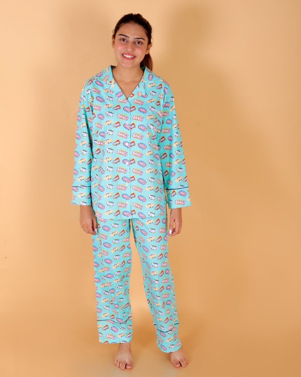 The Mom Store - Twinning Combo - Set Of 3: Mighty Fighter Matching Pajama Set For Mom And Baby - TWN3 - MTFGT