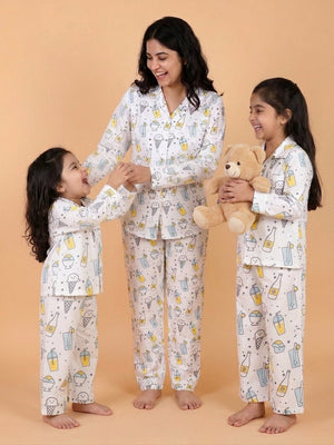 Set Of 3: My Smoothie Matching Pajama Set for Mom and Baby - Twinning Combo