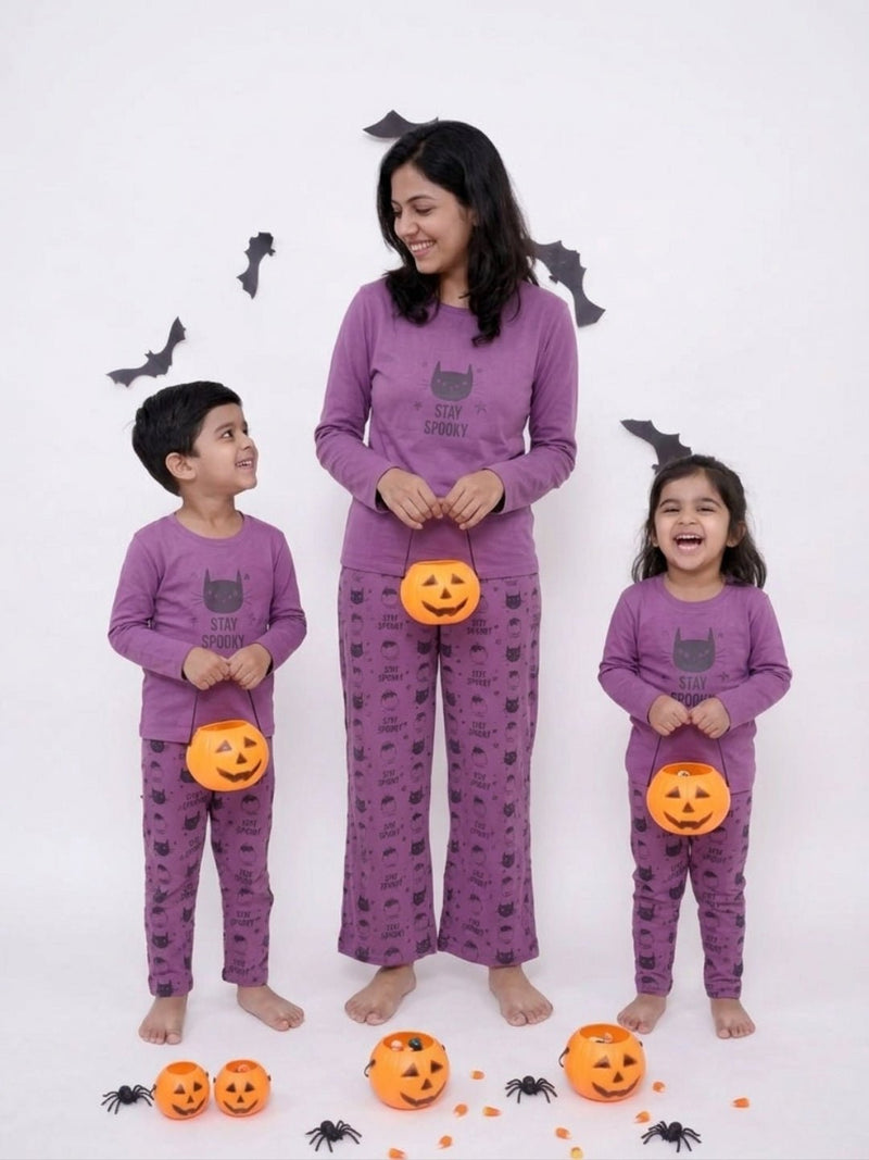 Combo Of 3: Stay Spooky Matching Pajama Set For Mom And Baby
