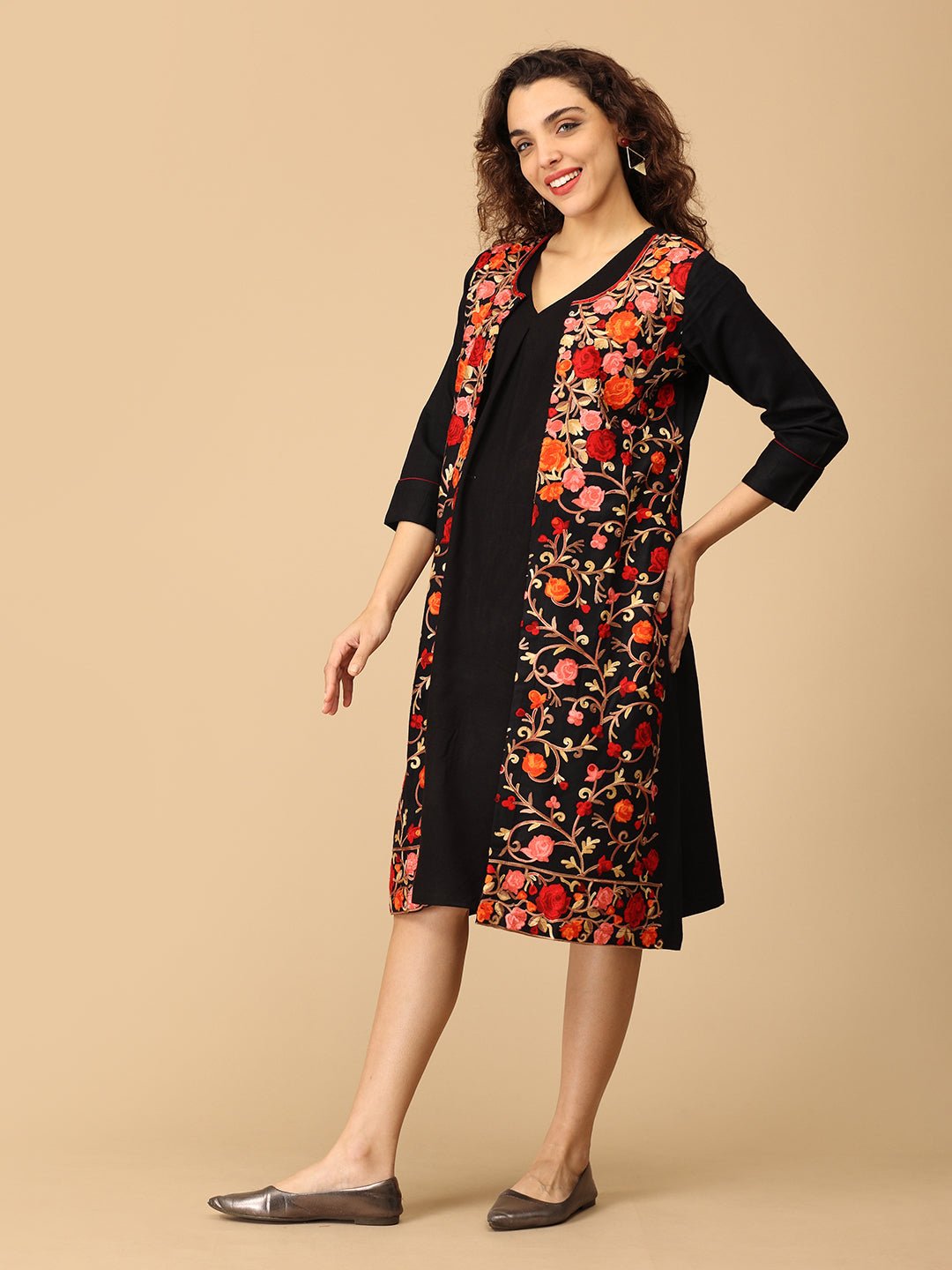 Shabnam Cashmilon Maternity and Nursing Shacket Dress - DRS - SK - SBNM - S