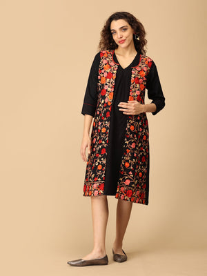 Shabnam Cashmilon Maternity and Nursing Shacket Dress - DRS - SK - SBNM - S