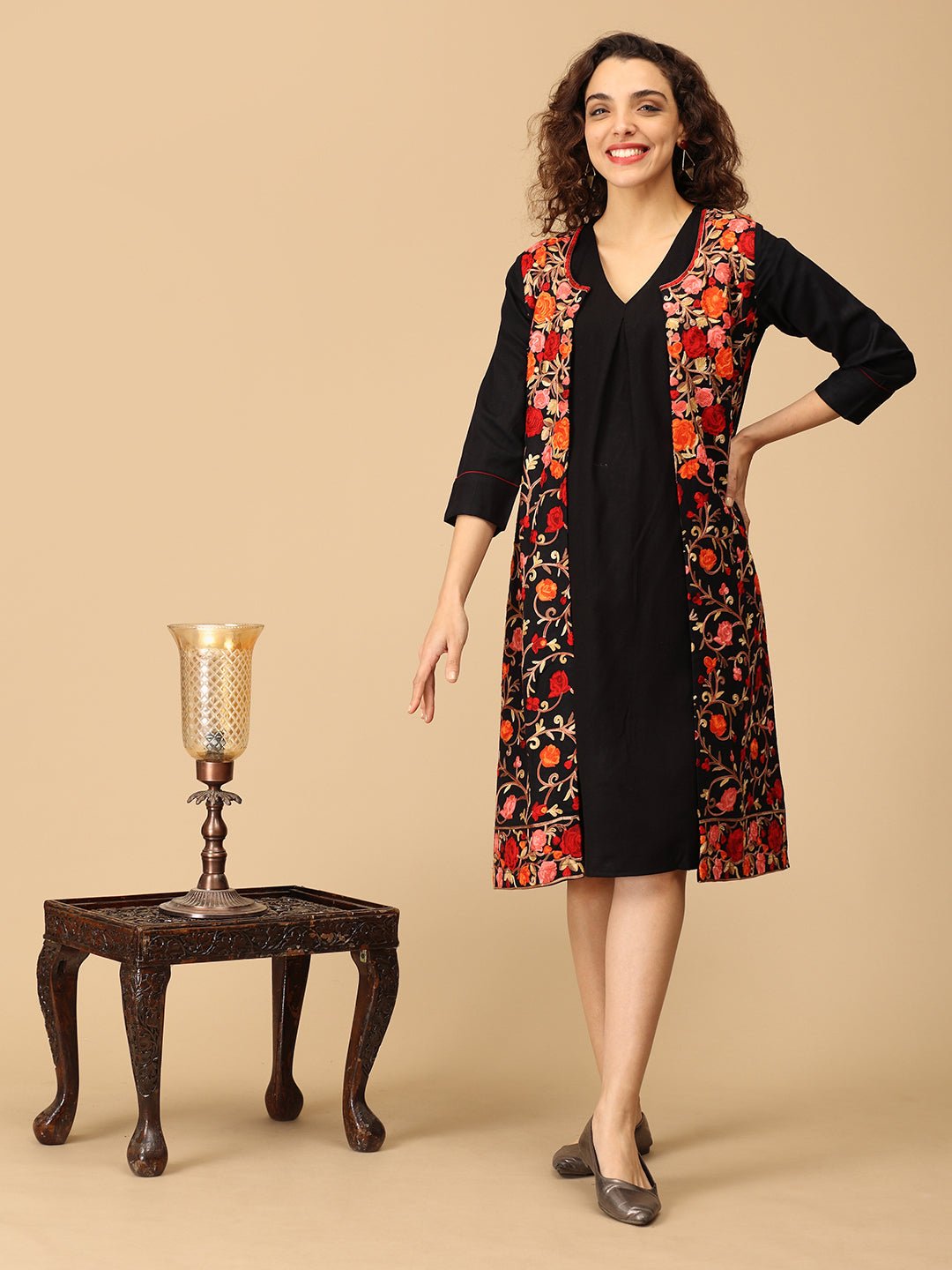 Shabnam Cashmilon Maternity and Nursing Shacket Dress - DRS - SK - SBNM - S