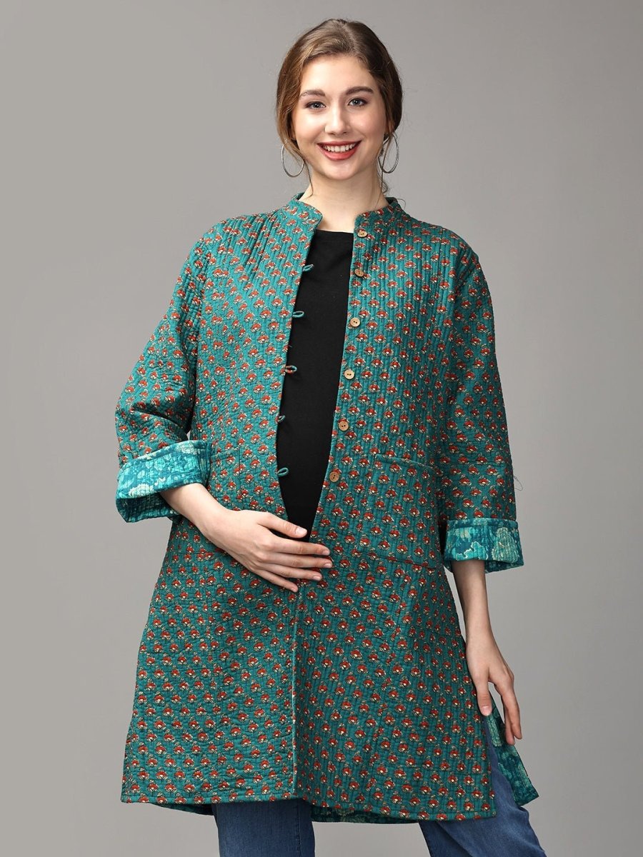 Shaded Spruce Quilted Reversible Maternity Jacket - MAT-JB-GQJ-S