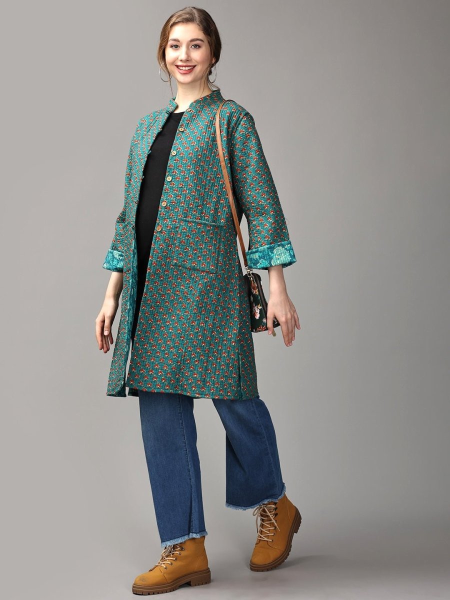 Shaded Spruce Quilted Reversible Maternity Jacket - MAT-JB-GQJ-S