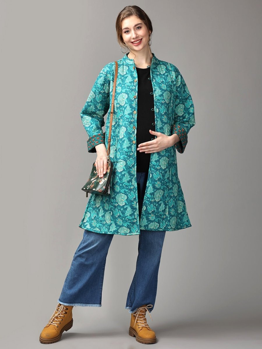 Shaded Spruce Quilted Reversible Maternity Jacket - MAT-JB-GQJ-S