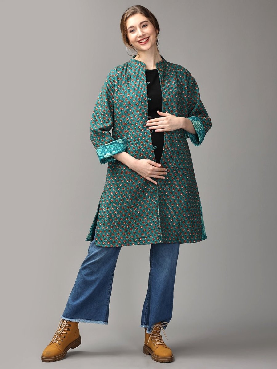 Shaded Spruce Quilted Reversible Maternity Jacket - MAT-JB-GQJ-S