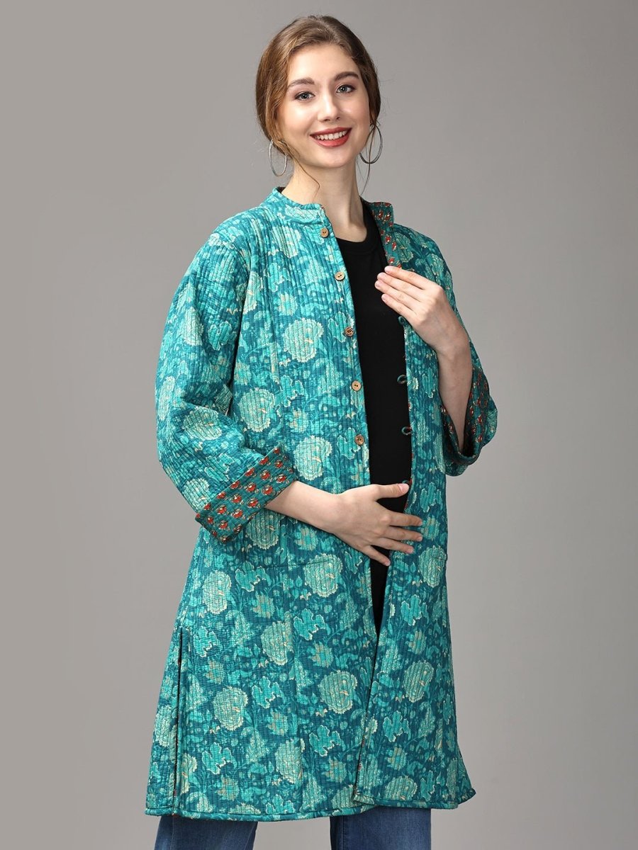Shaded Spruce Quilted Reversible Maternity Jacket - MAT-JB-GQJ-S